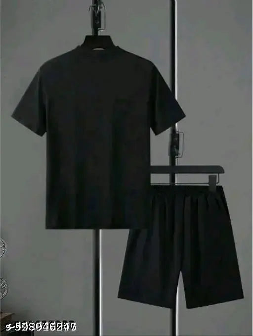 Trendy lightweight plain lycra fabric summer night suit for men
