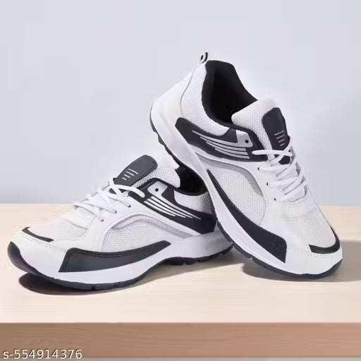 White Solid Sneakers For Men Unique Trendy Men Casual Shoes