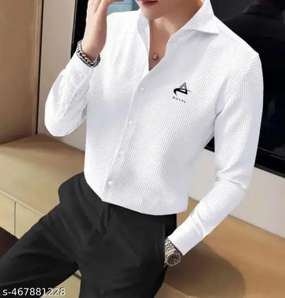 WAFFLE TEXTURE LONG SLEEVE SHIRT