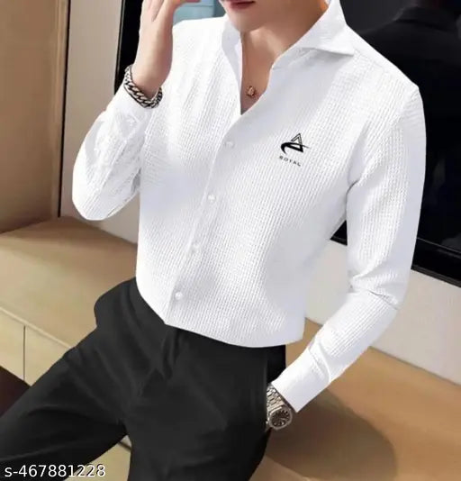 WAFFLE TEXTURE LONG SLEEVE SHIRT