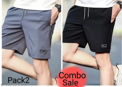 Commbo Pack of 2 Mid-Rise Cotton Blend Lounge Shorts