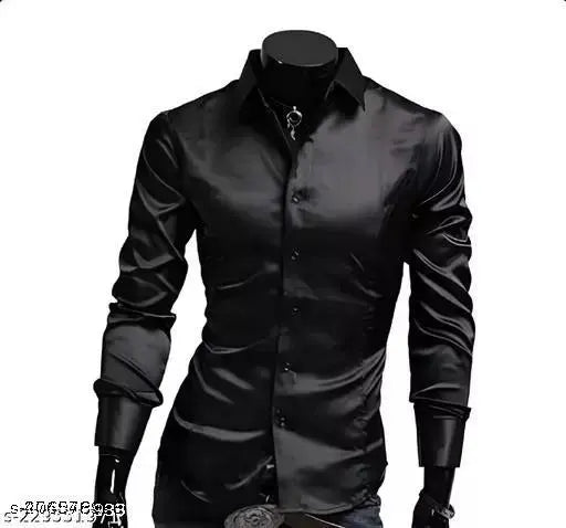 Men Regular Fit Solid Spread Collar Casual Shirt and White Trousers for partywear -Black & White