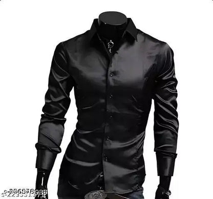 Men Regular Fit Solid Spread Collar Casual Shirt and White Trousers for partywear -Black & White