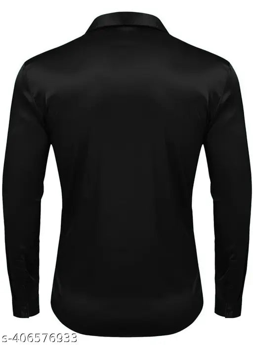 Men Regular Fit Solid Spread Collar Casual Shirt and White Trousers for partywear -Black & White