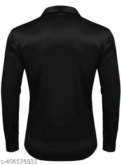 Men Regular Fit Solid Spread Collar Casual Shirt and White Trousers for partywear -Black & White