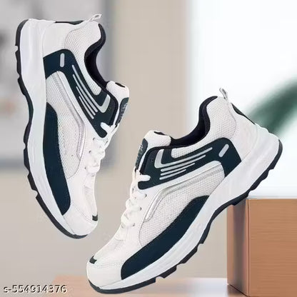 White Solid Sneakers For Men Unique Trendy Men Casual Shoes