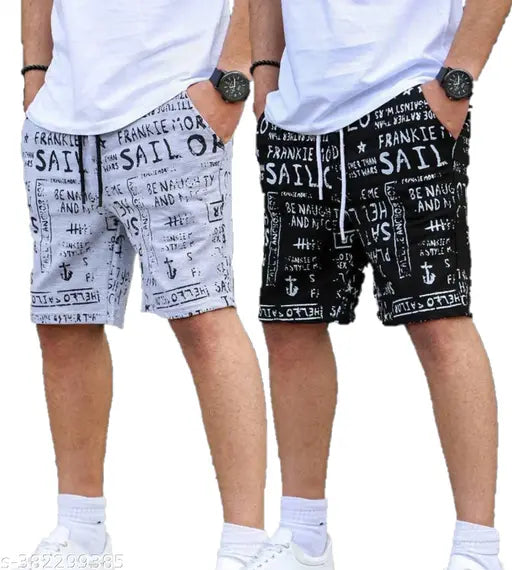 Men's Cotton Shorts | pack of 2 | Printed casual Shorts for men