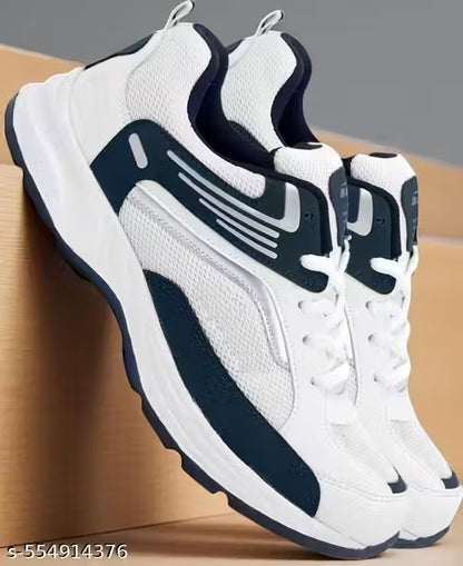 White Solid Sneakers For Men Unique Trendy Men Casual Shoes