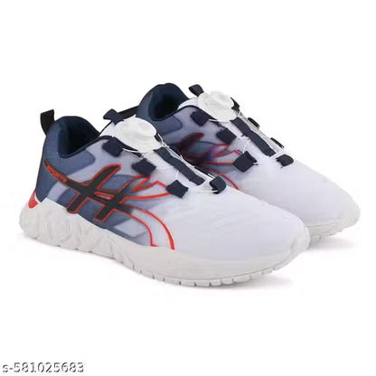 MOONWALK || Auto Lace-Up Sports Shoes for Men| Stylish Printed Fabric Upper | Lightweight EVA Sole | No-Tie Comfortable Fit Sneakers