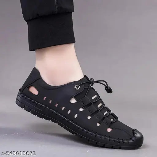 Men's Black Rich Quality|Decent Look|Perfect Style|Lightweight Synthetic Leather Lace up Casual Sneaker's