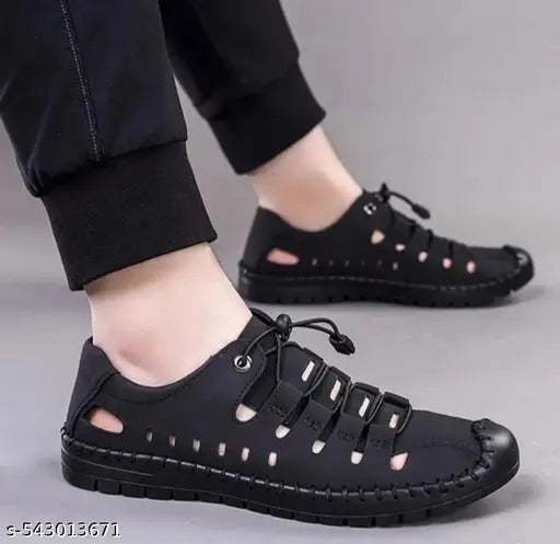 Men's Black Rich Quality|Decent Look|Perfect Style|Lightweight Synthetic Leather Lace up Casual Sneaker's