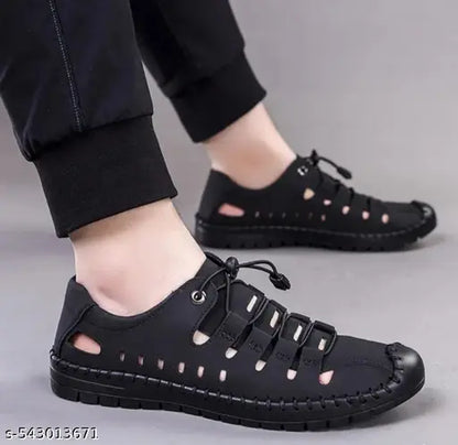 Men's Black Rich Quality|Decent Look|Perfect Style|Lightweight Synthetic Leather Lace up Casual Sneaker's